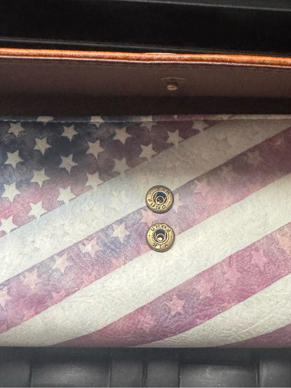 b.o.c. Tri-Fold Wallet with Distressed American Flag and Brown Trim boc - Picture 6 of 8